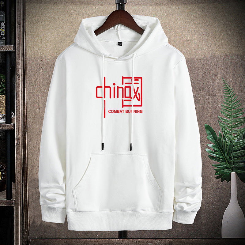 Herren lässiges Kapuzen‑Sweatshirt mit Kängurutasche und Statement‑Print Drune