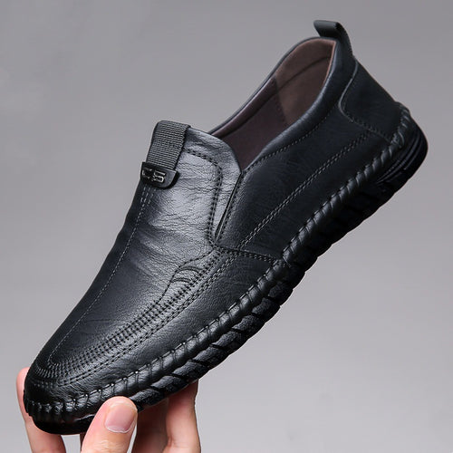 Herren Eleganter Lederimitat-Slipper mit handgenähter Perimeternaht und flexibler Profilsohle Drune
