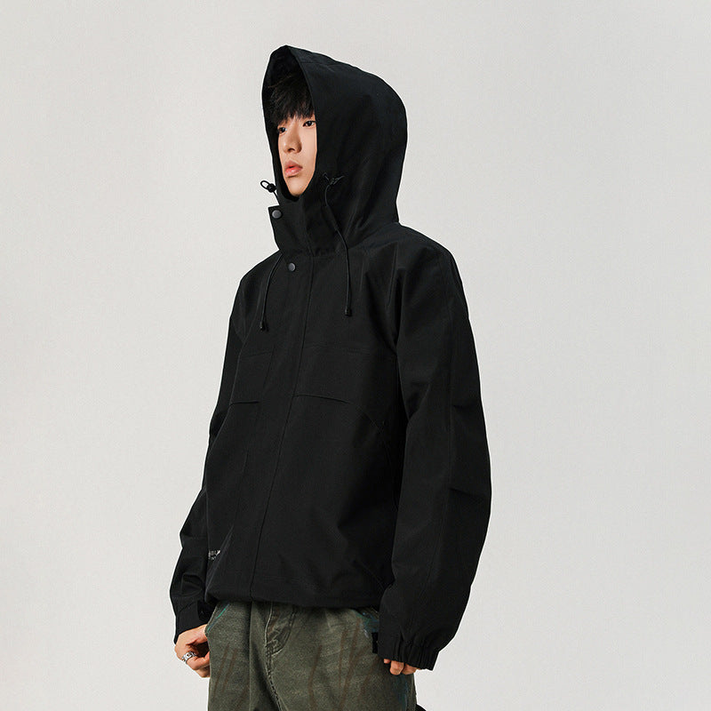 Herren Technische Kapuzen-Softshelljacke mit hohem Kragen und verstellbarem Saum Drune