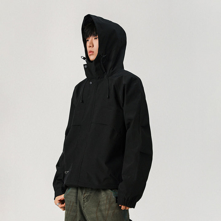 Herren Technische Kapuzen-Softshelljacke mit hohem Kragen und verstellbarem Saum Drune