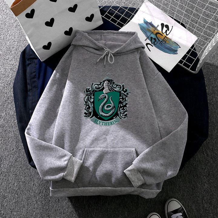 Damen nan gemütlicher Kapuzenpullover im Oversize-Cut mit heraldischem Schlangenwappen und weichem Fleece-Innenfutter Drune