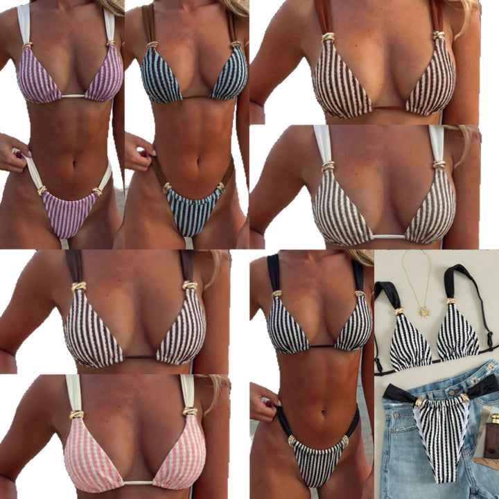 Damen Triangel-Bikini-Set mit luxuriösen Goldakzenten Drune