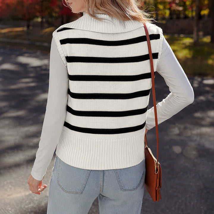 Damen Modisches Streifen-Pullover mit kurzem Schnitt Drune