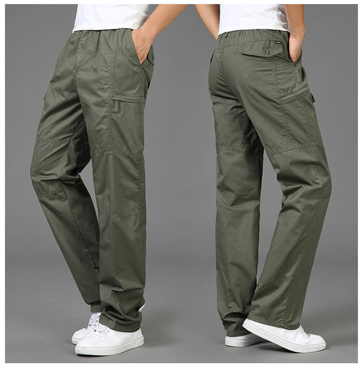 Damen lockere Cargo-Hose mit elastischem Bund, Mehrfachtaschen und Knieabnähern Drune