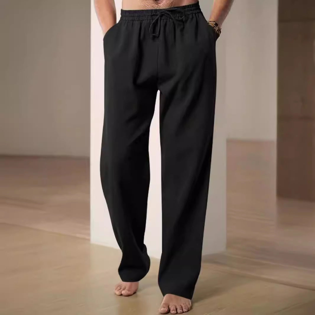Herren Bequeme Leinenhose mit verstellbarem Bund Drune