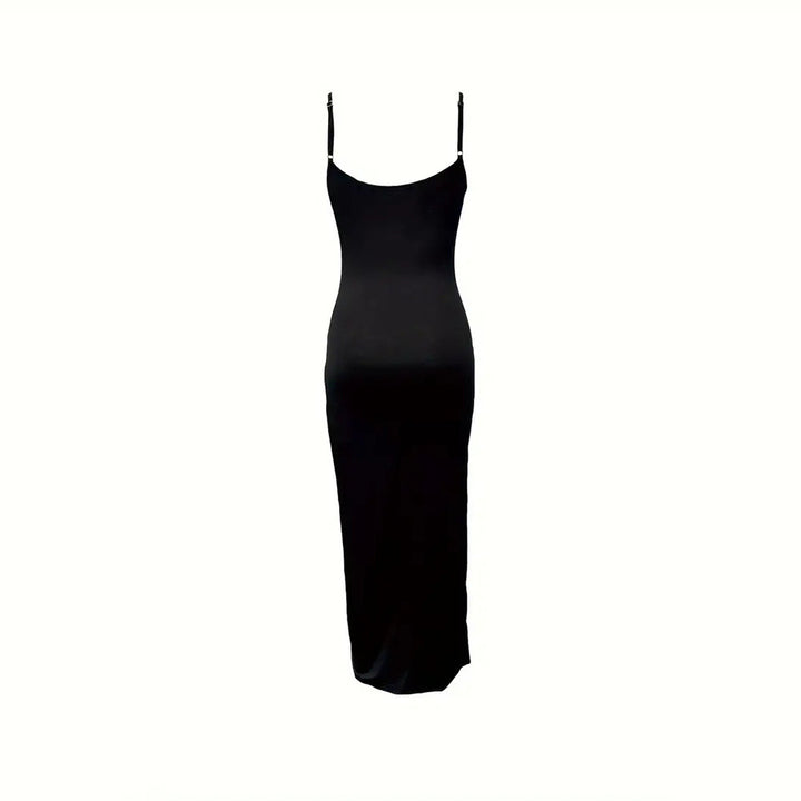 Damen figurbetontes Maxikleid mit seitlichen Rüschendetails und tiefem Schlitz Drune