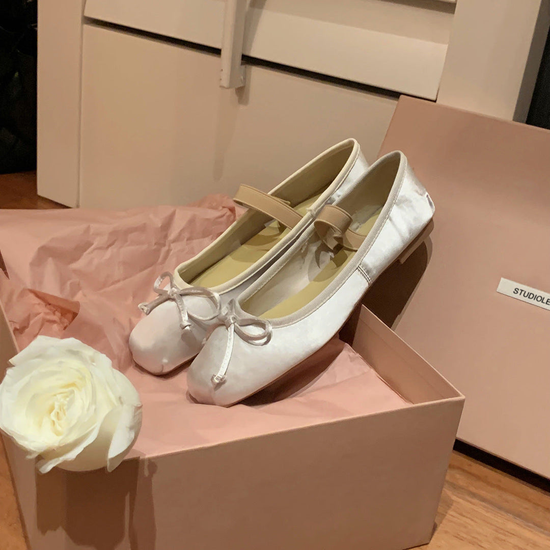 Damen Ballerina-Schuhe mit glamourösem Schleifendetail und flexiblem Riemendesign Drune