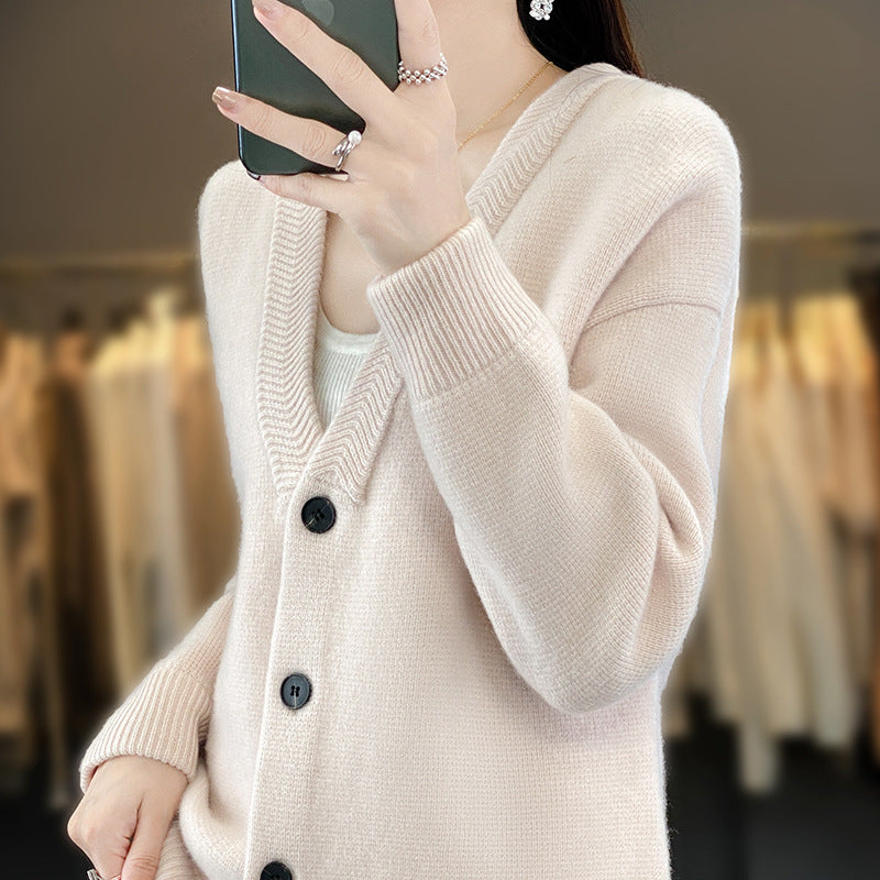Damen Weicher Boxy-Longcardigan mit tiefem V-Ausschnitt und feiner Rippkante Drune