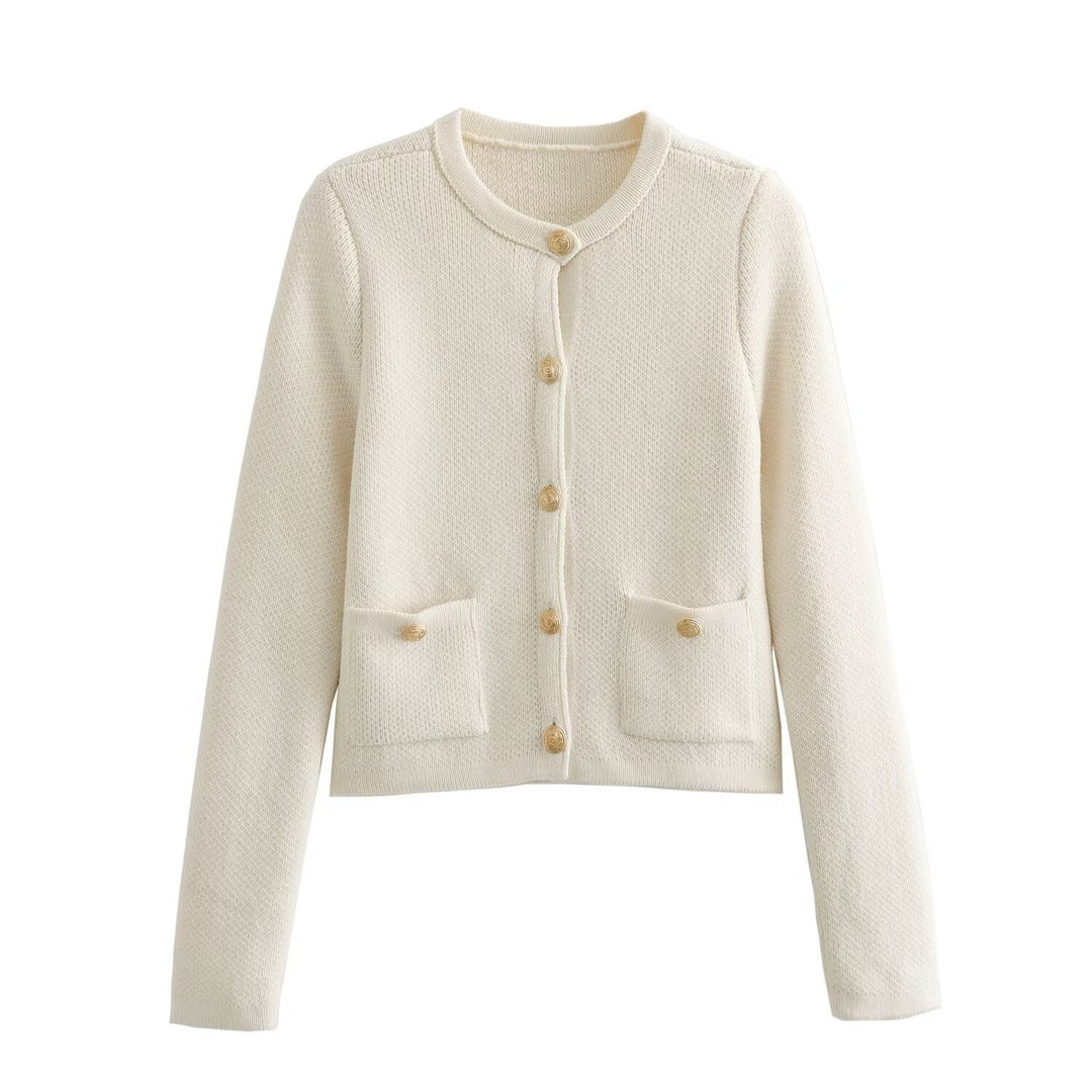 Damen Strickjacke mit dekorativen Knöpfen und Taschen Drune