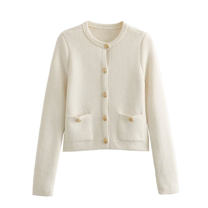 Damen Strickjacke mit dekorativen Knöpfen und Taschen Drune