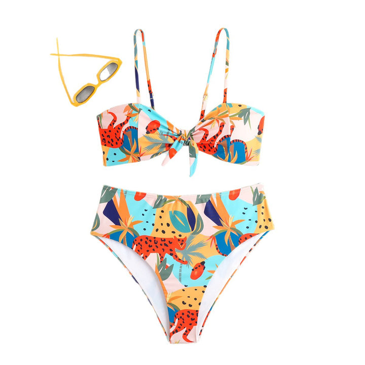 Damen Hochtailliertes Bikini-Set mit verspielt floralen Mustern Drune