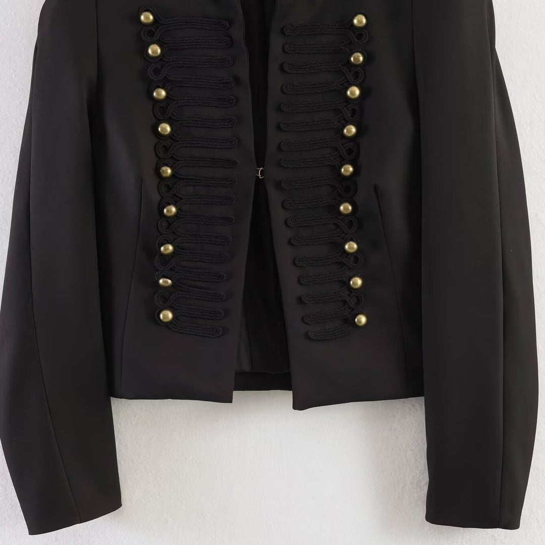 Damen Kurzblazer im Parade- und Militärlook mit dekorativen Kordelapplikationen und Zierknöpfen Drune