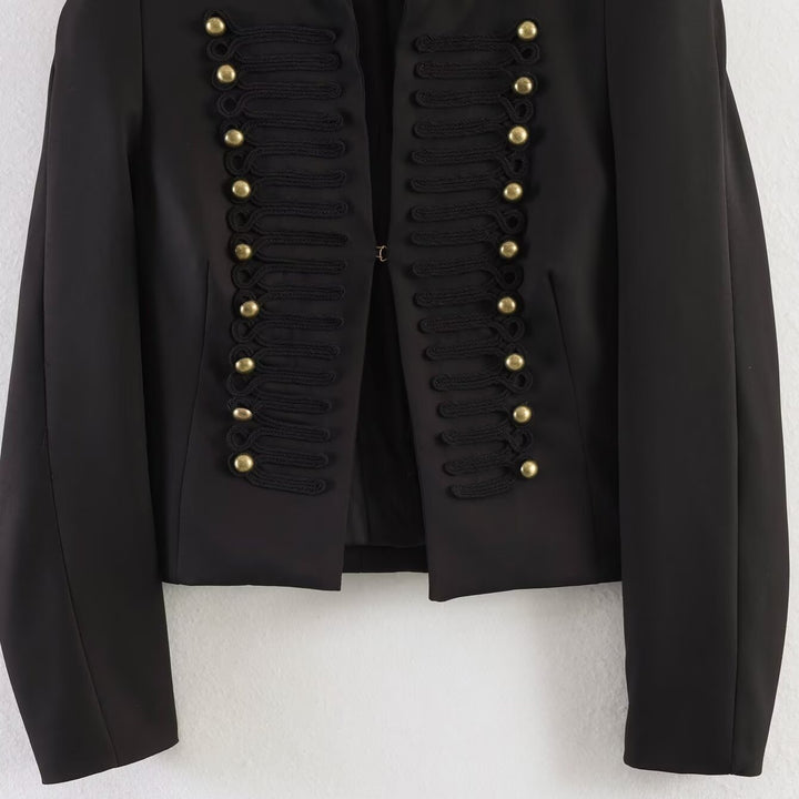 Damen Kurzblazer im Parade- und Militärlook mit dekorativen Kordelapplikationen und Zierknöpfen Drune