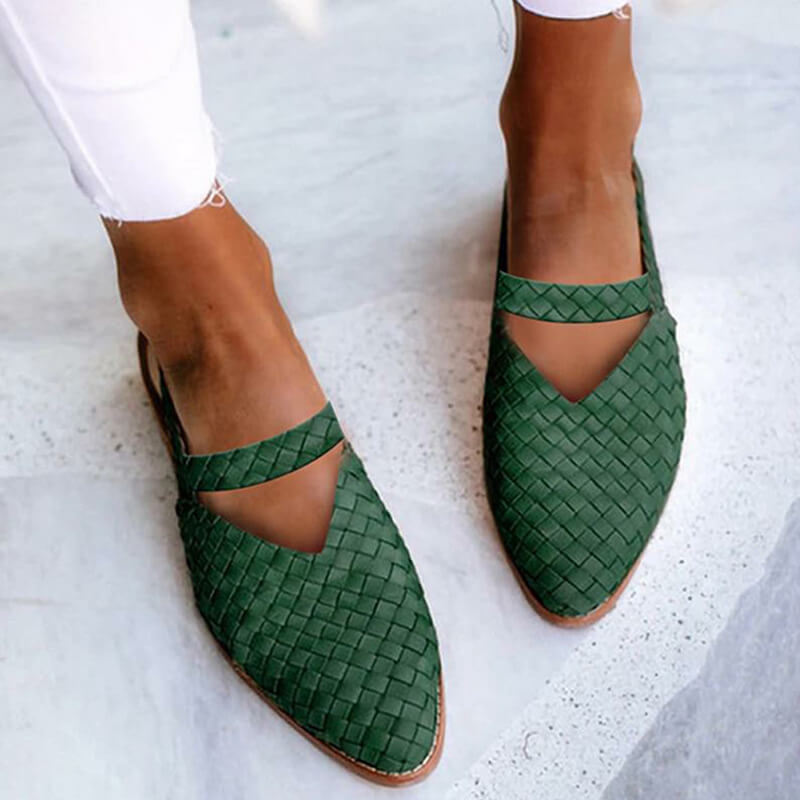 Drune | Woven-Style Spitze Slingback Flats für Damen