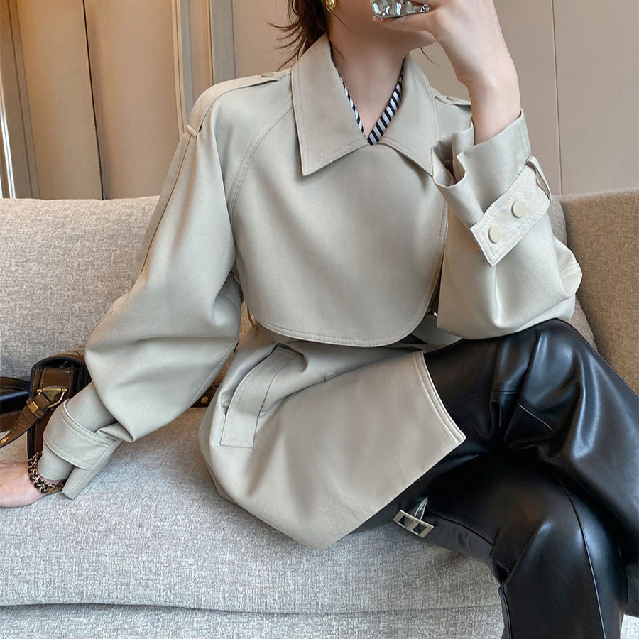 Damen Modernes Trenchcoat mit Taillengürtel Drune