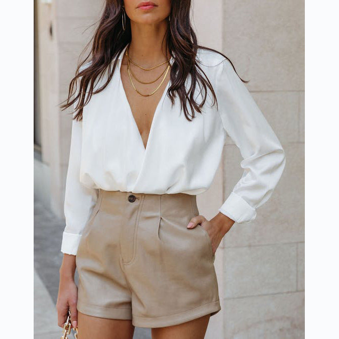 Damen Modische High-Waist-Shorts mit eleganter Färbetechnik und praktischen Taschen Drune