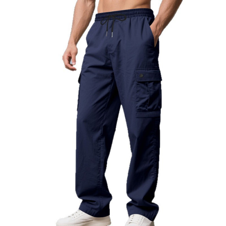 Herren nan leichte Cargo-Freizeithose mit elastischem Tunnelzugbund, geradem Bein und funktionalen Klapptaschen Drune