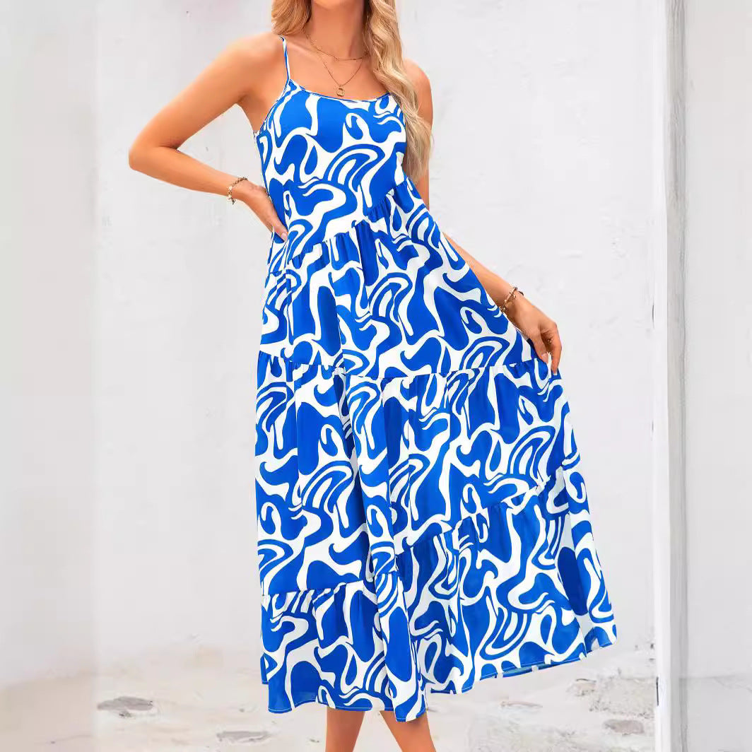 Damen Maxikleid mit verspieltem Schnitt und fließenden Volants Drune