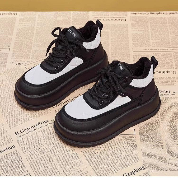 Damen Modische Plateau Sneakers mit Steppdesign Drune