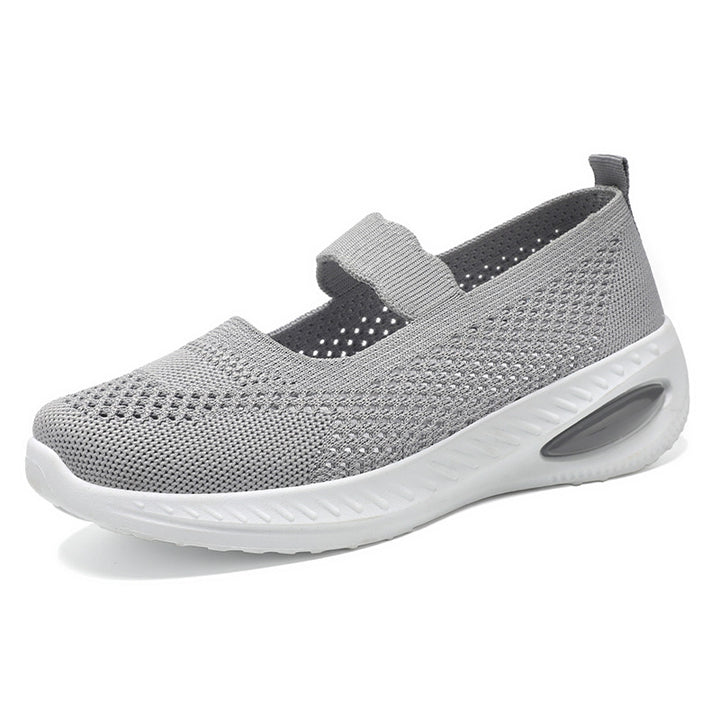 Damen nan gestrickter Mary-Jane Komfort-Sneaker mit elastischem Riemen und sichtbarer Luftkissen-Zwischensohle Drune