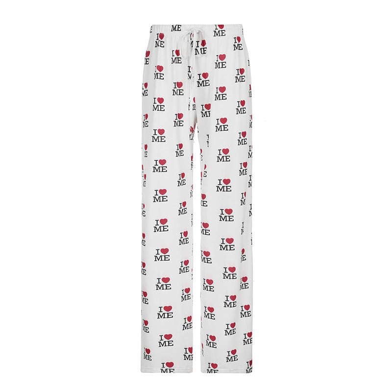 Damen lässige Druckhose mit elastischem Bund Drune