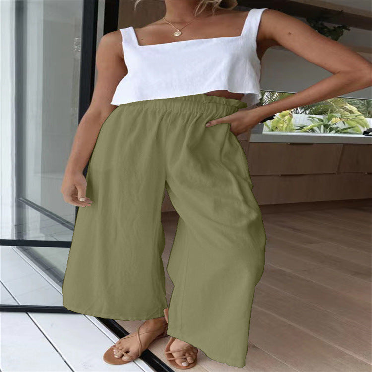 Damen weite Palazzo-Hose mit elastischem Bund und bequemer Passform Drune