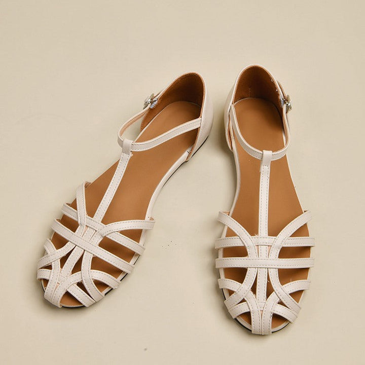 Damen elegante Flachsandalen mit verstellbarem Riemen und modischem Schnitt Drune