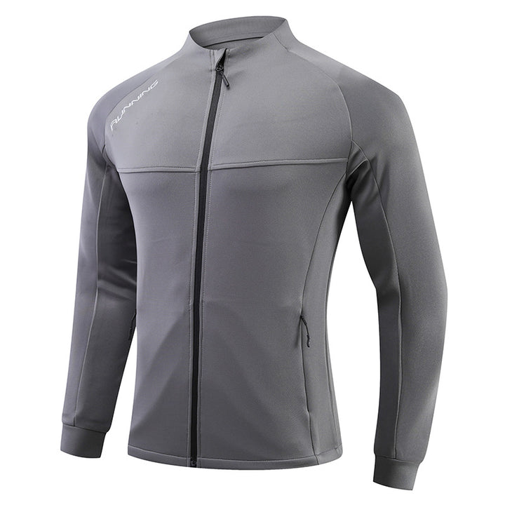 Herren Eng anliegende atmungsaktive Laufjacke mit durchgehendem Reißverschluss und Reißverschlusstaschen Drune