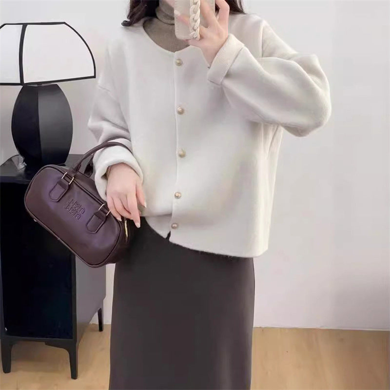 Damen kuscheliger Strickcardigan mit edlen Knöpfen und weitem Schnitt Drune