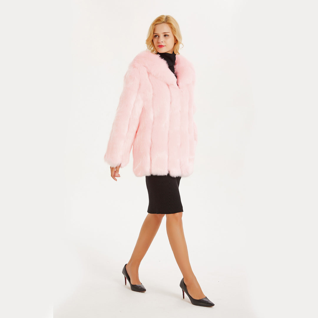 Damen Luxuriöse Kunstfelljacke mit voluminösen Ärmeln Drune