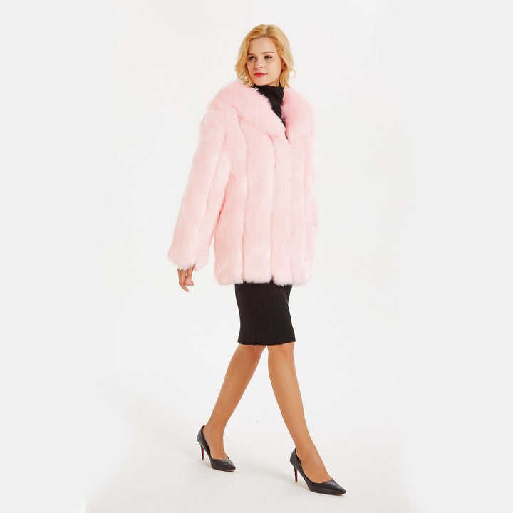 Damen Luxuriöse Kunstfelljacke mit voluminösen Ärmeln Drune