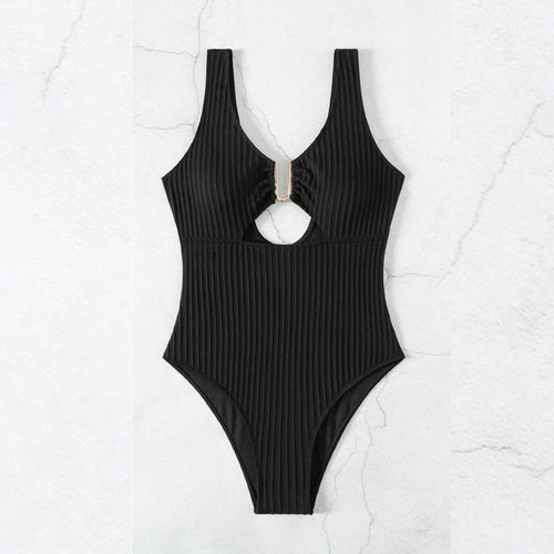 Damen Einteiler Badeanzug mit modischen Cut-Outs und elegantem Ringdetail Drune