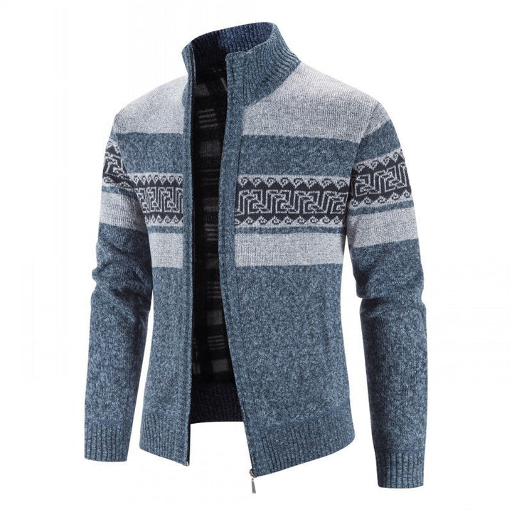 Herren Strickjacke mit hohem Kragen und attraktiven Mustern Drune
