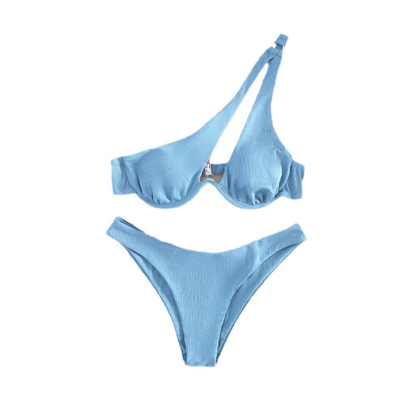 Damen Triangel-Bikini mit asymmetrischem Schnitt und strukturiertem Design Drune