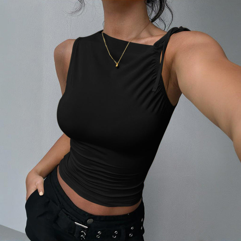 Damen Figurbetontes Top mit feinen Rüschendetails Drune