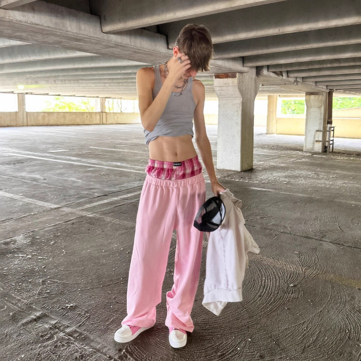 Damen nan lässige Jersey-Loungehose mit elastischem Bund und weitem Bein Drune