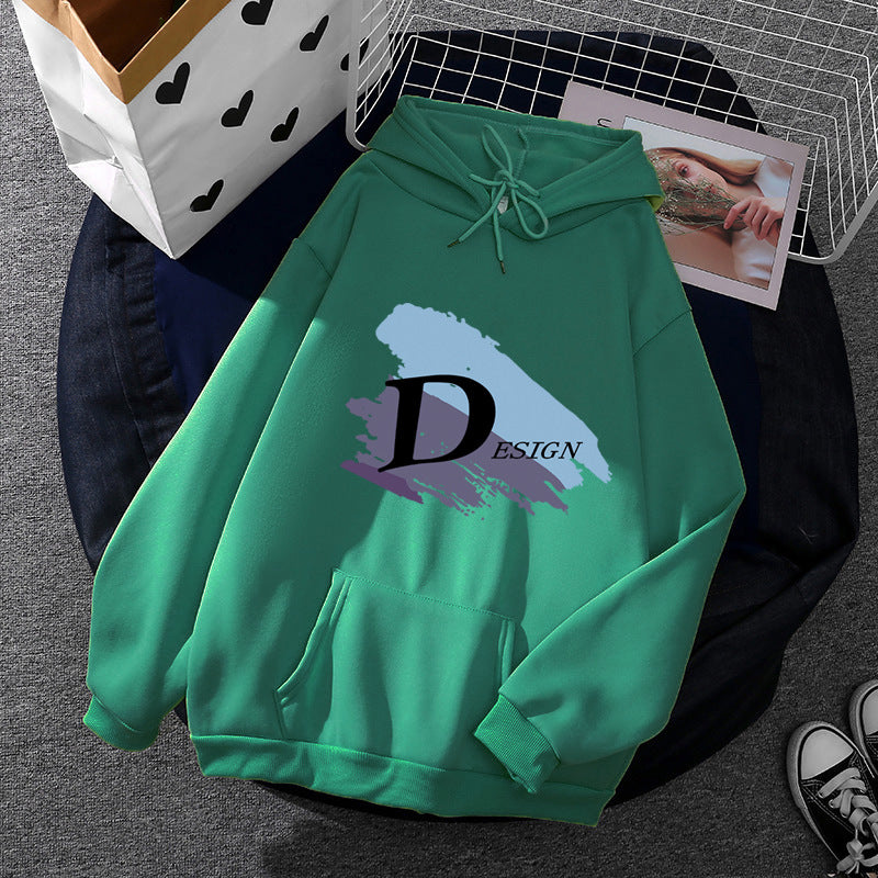 Unisex nan lässiger Kapuzenpullover mit großflächigem Pinsel-Logo, Kängurutasche und verstellbarer Kapuze Drune