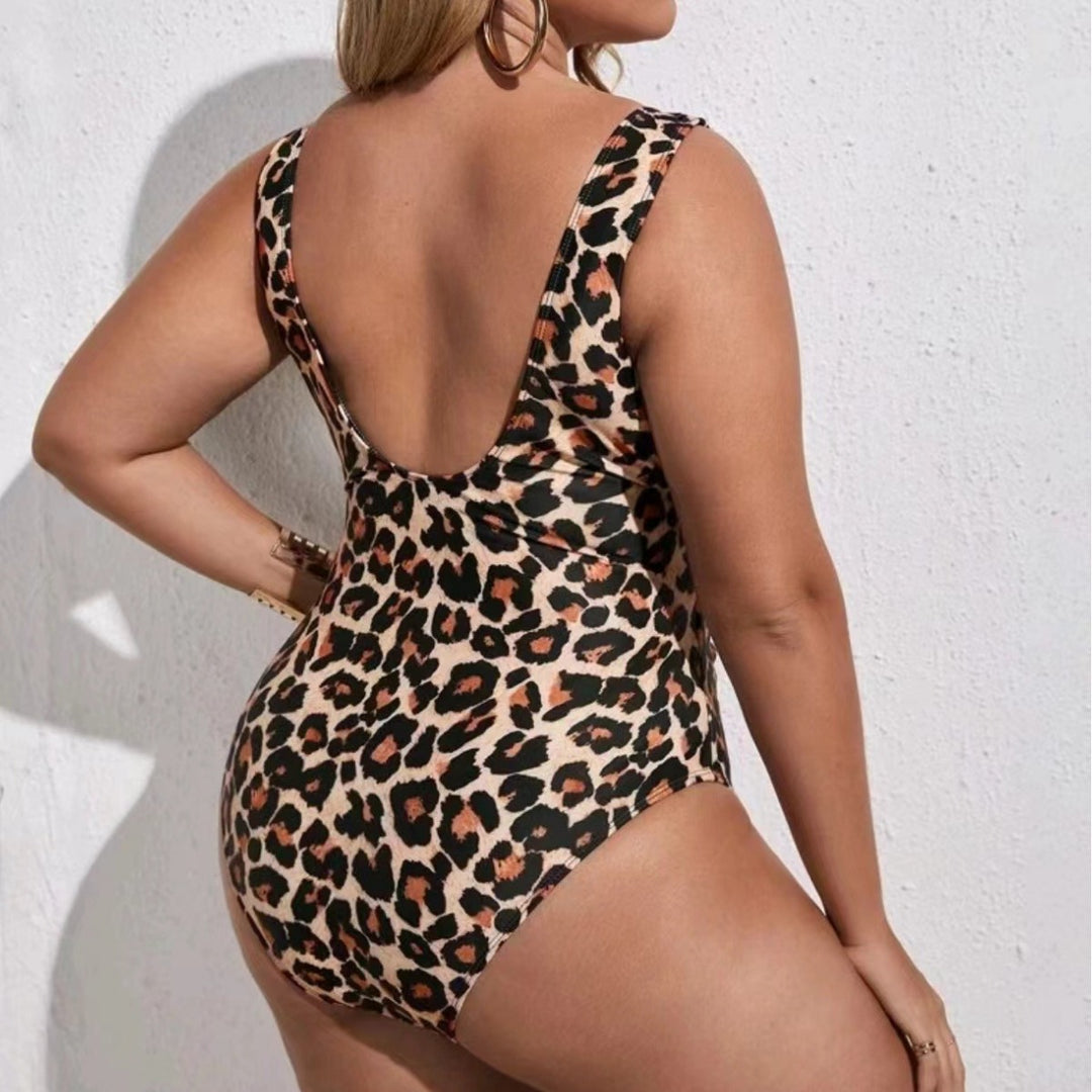 Damen gemusterter Einteiler-Badeanzug mit Cut-Out-Design Drune