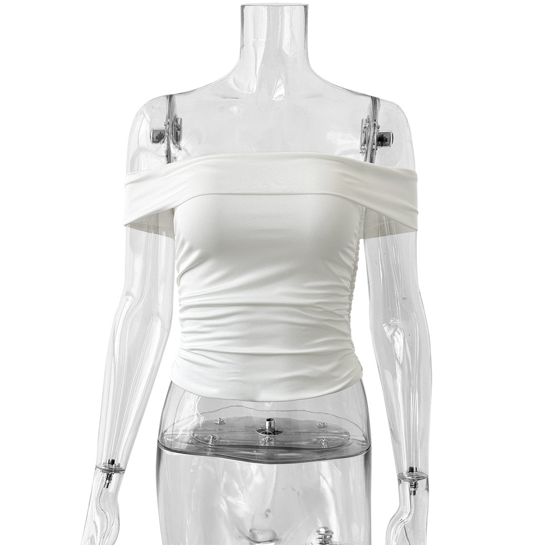 Damen Schulterfreies Crop-Top mit figurformendem Schnitt Drune