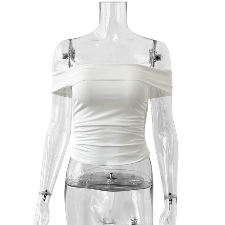 Damen Schulterfreies Crop-Top mit figurformendem Schnitt Drune