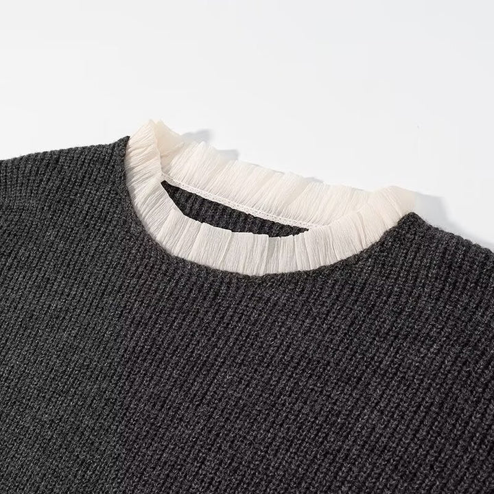 Damen gestricktes Set mit hochwertigem Rüschensaum Drune