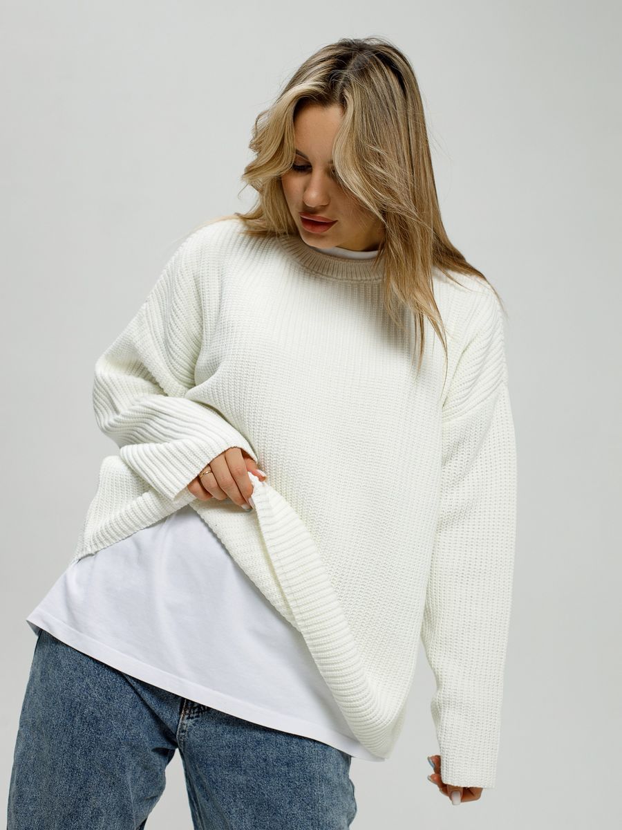 Damen lässiger Oversized Pullover mit strukturiertem Strickmuster Drune