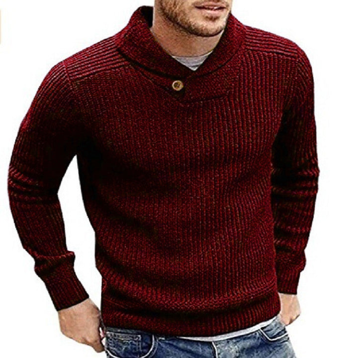 Herren Grobstrick Rollkragenpullover mit Knopfdetails Drune