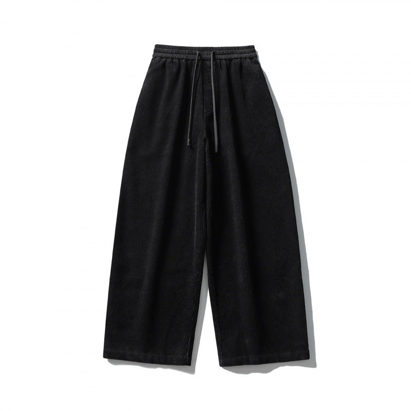 Unisex Weite Cordhose im Relaxed-Fit mit elastischem Bund, Tunnelzug und geradem Bein Drune