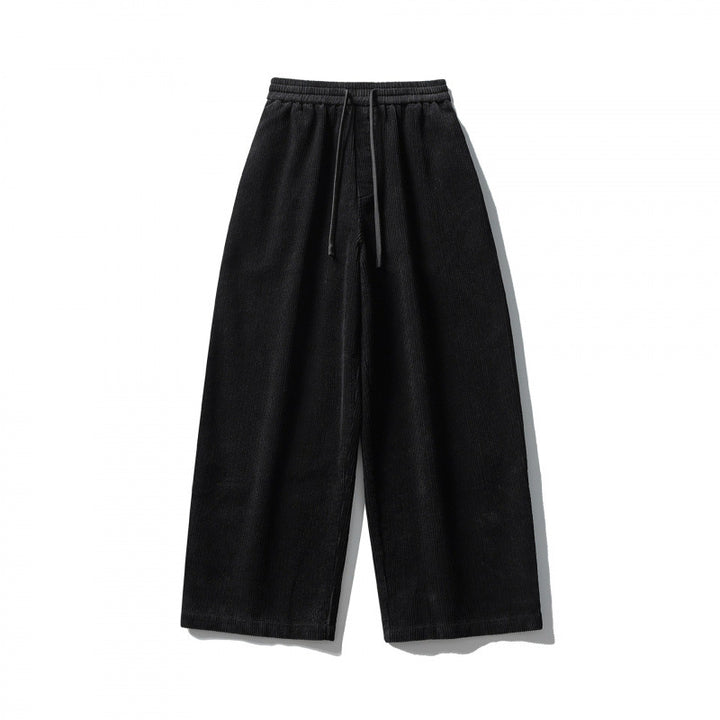 Unisex Weite Cordhose im Relaxed-Fit mit elastischem Bund, Tunnelzug und geradem Bein Drune