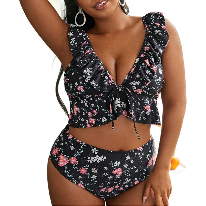 Damen Hochtailliertes Bikini-Set mit verspieltem Rüschendesign Drune