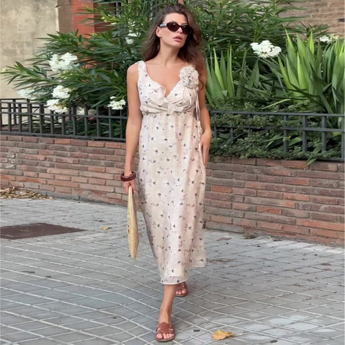 Damen Sommerliches Maxikleid mit floralen Muster Drune