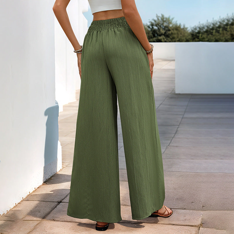 Damen Leichte Palazzo-Hose mit hohem Smokbund und fließender Weite Drune