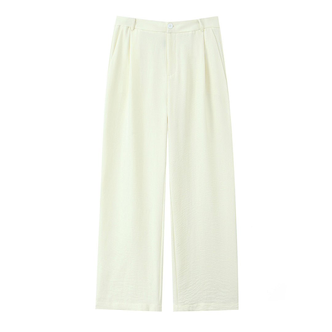 Damen Hochtaillierte leichte Palazzo-Hose mit weitem Bein und vorderer Bundfalte Drune