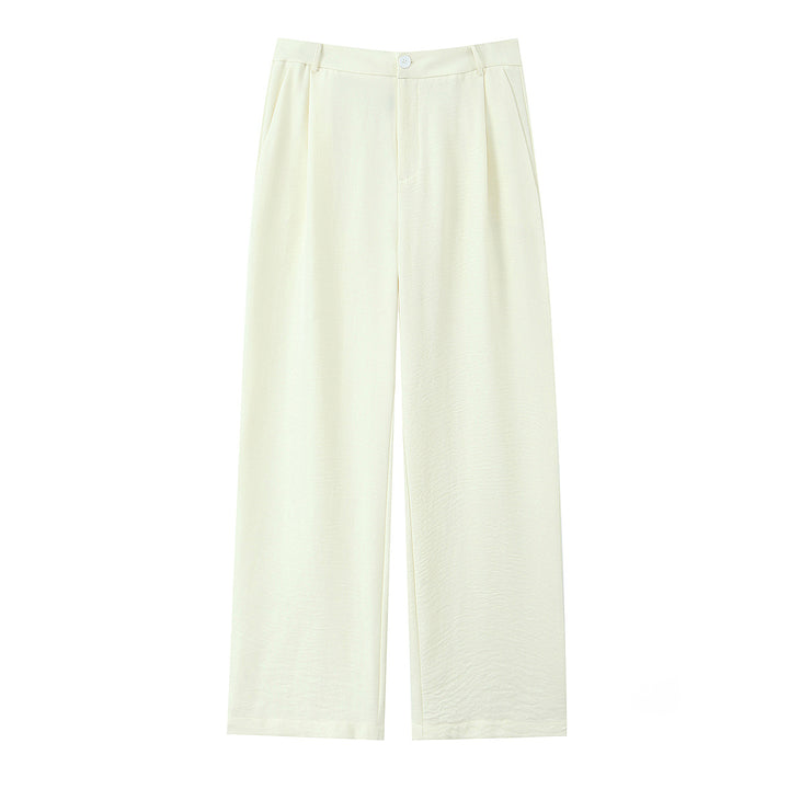 Damen Hochtaillierte leichte Palazzo-Hose mit weitem Bein und vorderer Bundfalte Drune